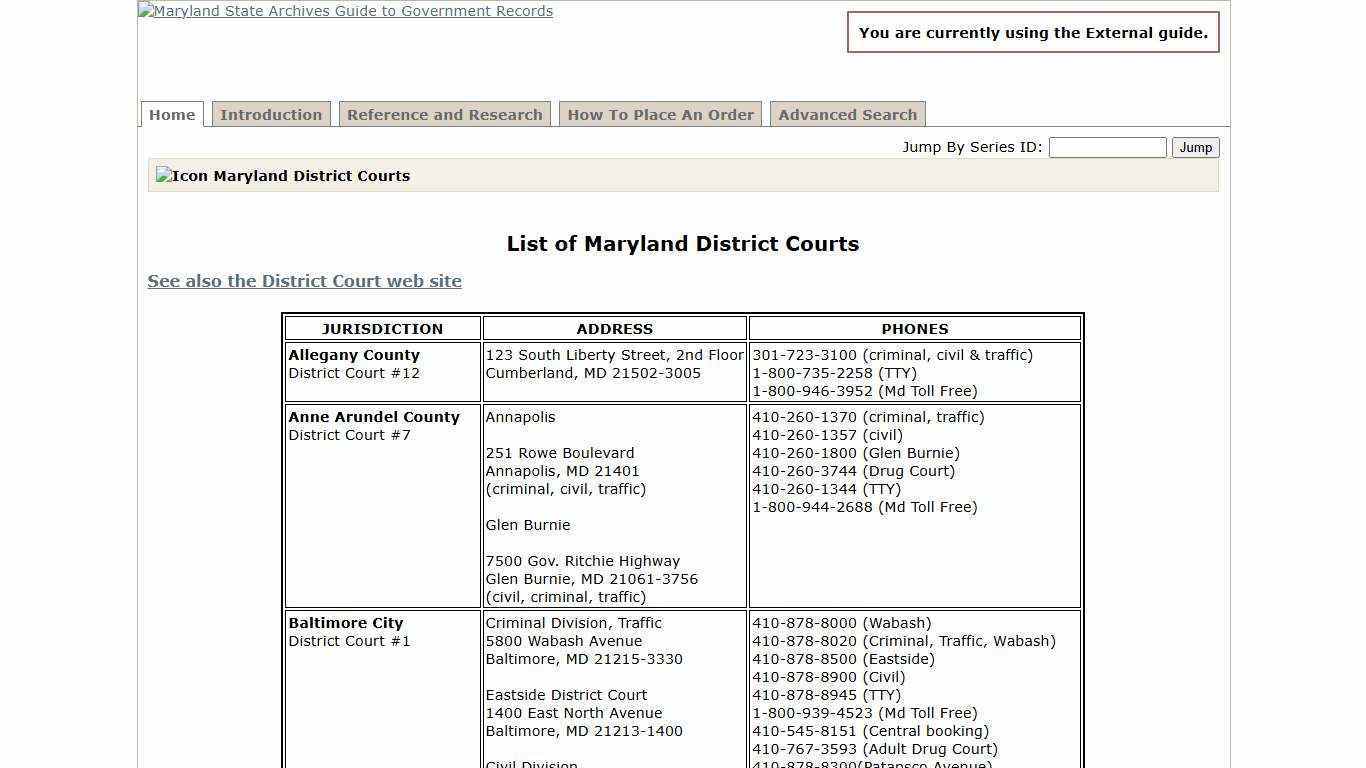 Maryland State Archives - Guide to Government Records