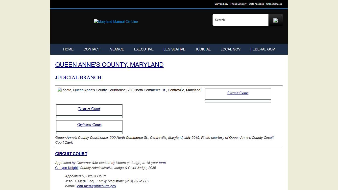 Queen Anne's County, Maryland - Government, Judicial Branch